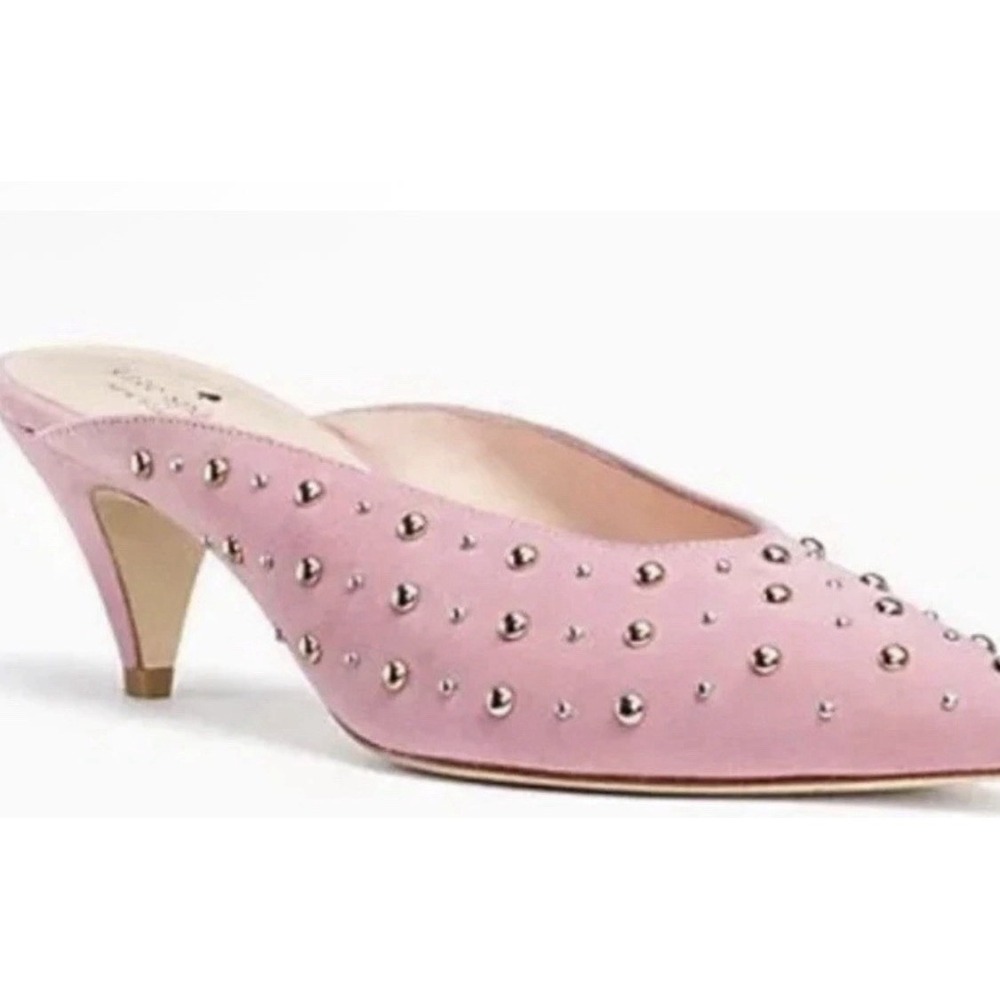 kate spade Pink Studded Suede Mule Sandals